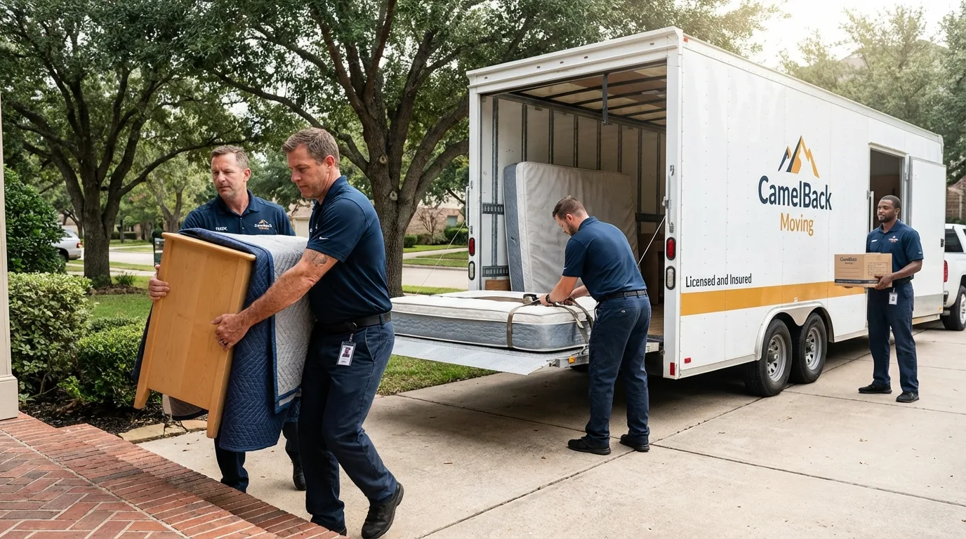 Crew loading residential truck for cross-state move from Alcoa, TN